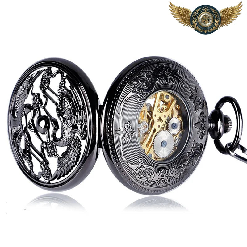 Le Dragon Noir - Montre à Gousset Squelette Mécanique Half-Hunter - Vue 4 - Gousset-heritage