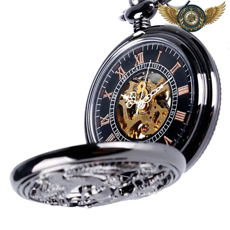 Le Dragon Noir - Montre à Gousset Squelette Mécanique Half-Hunter - Vue 5 - Gousset-heritage