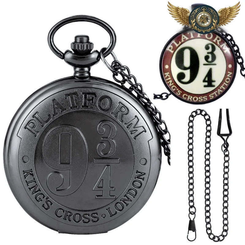 Le Ferroviaire Noir - Montre Gousset Full Hunter Quartz Gravée