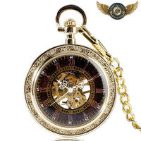 Le Flamboyant - Montre Gousset Squelette Mécanique Dorée Gravée - Gousset-heritage