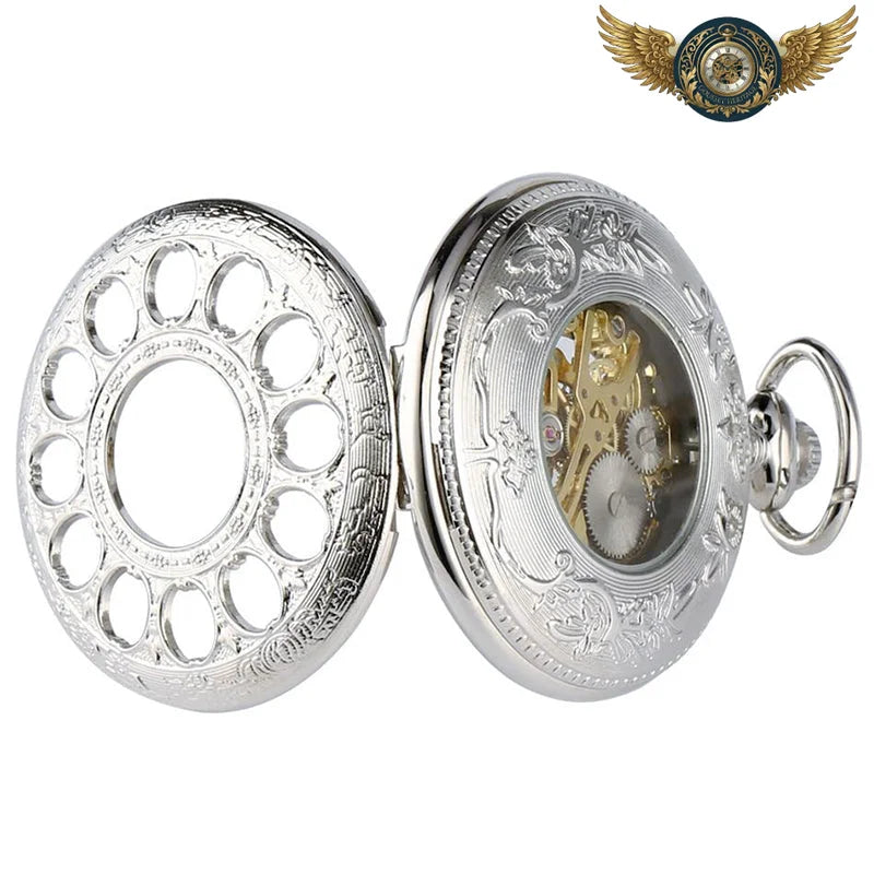 Le Florilège - Montre Gousset Squelette Demi-Chasseur Argenté - Vue 4 - Gousset-heritage