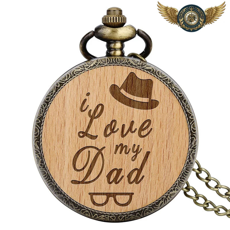 Le Forestier - Montre de Poche Chasseur Bois & Bronze Antique - I Love my Dad - Gousset-heritage