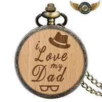 Le Forestier - Montre de Poche Chasseur Bois & Bronze Antique - modèle I Love my Dad - Gousset-heritage
