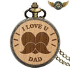 Le Forestier - Montre de Poche Chasseur Bois & Bronze Antique - I LOVE U DAD - Gousset-heritage