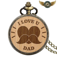 Le Forestier - Montre de Poche Chasseur Bois & Bronze Antique - modèle I LOVE U DAD - Gousset-heritage