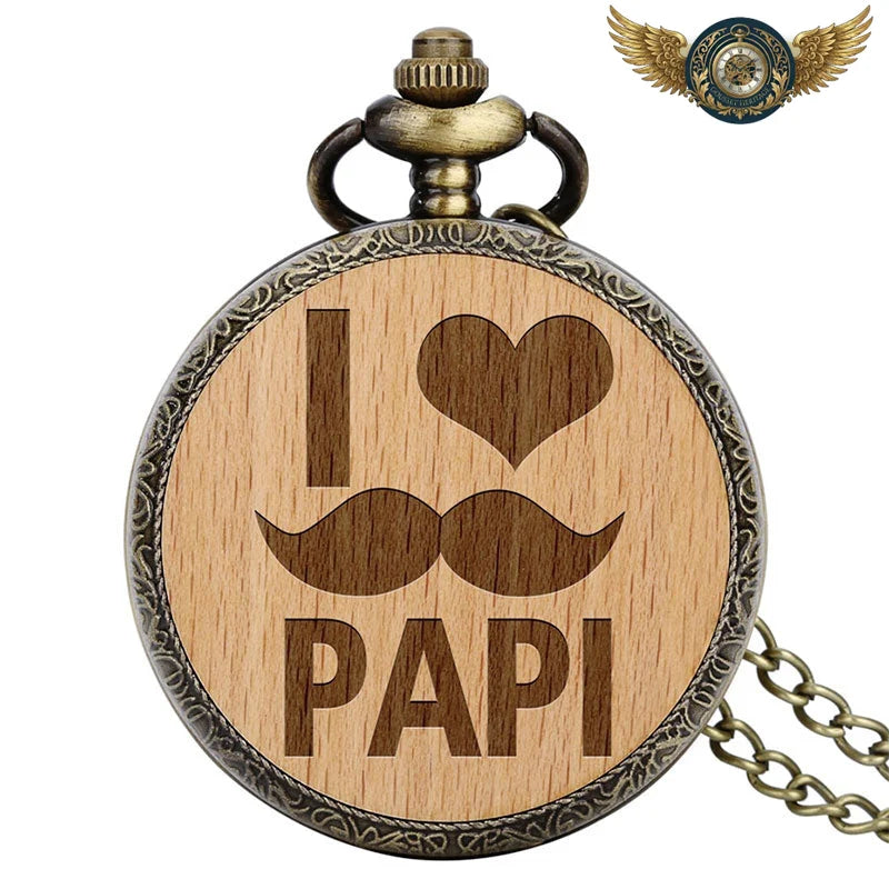 Le Forestier - Montre de Poche Chasseur Bois & Bronze Antique - I LOVE PAPI - Gousset-heritage