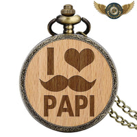 Le Forestier - Montre de Poche Chasseur Bois & Bronze Antique - modèle I LOVE PAPI - Gousset-heritage