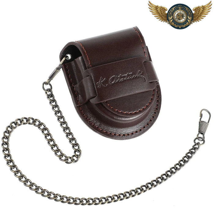 Le Gardien - Étui Cuir de Transport Gousset Brun (52mm) - Vue 1 - Gousset-heritage