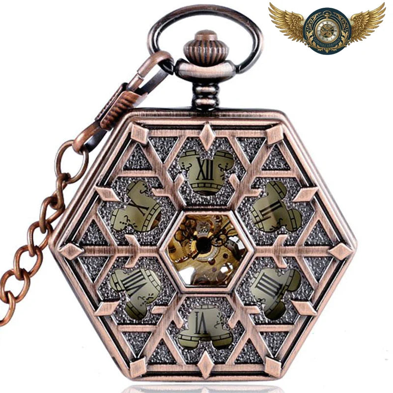 Le Géométrique - Montre Gousset Mécanique Hexagonale Patinée