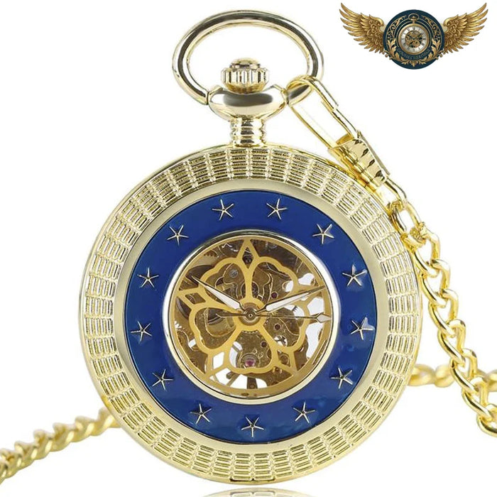 Le Grand Duc - Montre Gousset Demi-Chasseur Squelette Or & Bleu - Vue 1 - Gousset-heritage