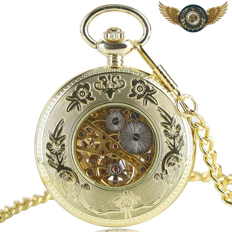 Le Grand Duc - Montre Gousset Demi-Chasseur Squelette Or & Bleu - Vue 3 - Gousset-heritage