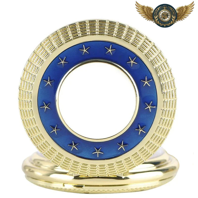 Le Grand Duc - Montre Gousset Demi-Chasseur Squelette Or & Bleu - Vue 6 - Gousset-heritage