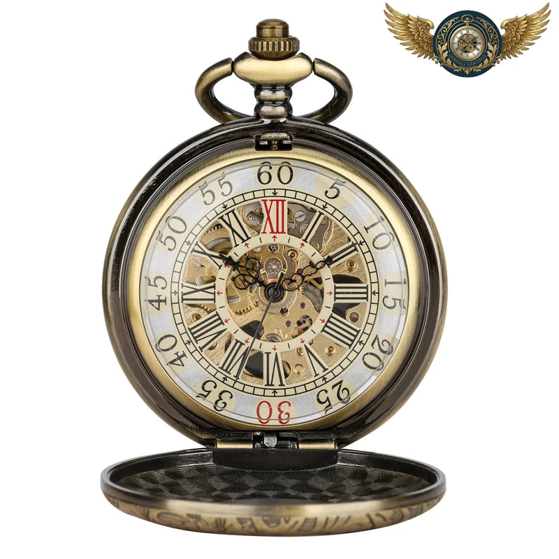 Le Lion de Bronze - Montre Gousset Mécanique Squelette Ciselée