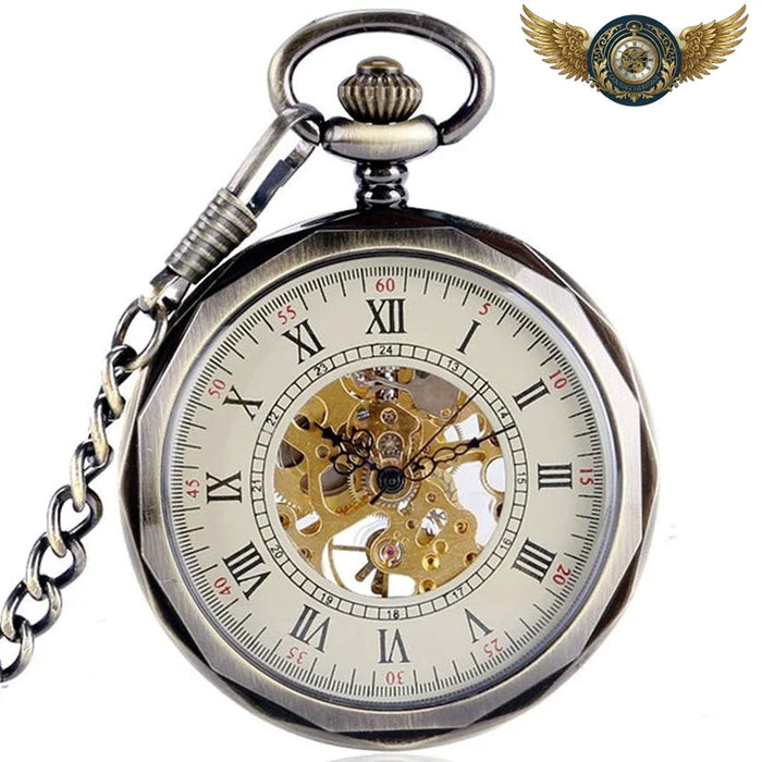 Le Mécano - Montre Gousset Squelette Facettée Bronze - Vue 1 - Gousset-heritage