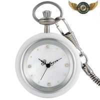 Le Minimaliste Chic - Montre de Poche Quartz Boîtier Blanc Laqué - Gousset-heritage