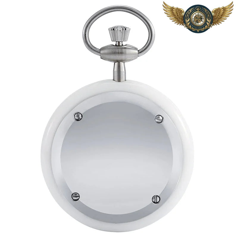 Le Minimaliste Chic - Montre de Poche Quartz Boîtier Blanc Laqué - Vue 2 - Gousset-heritage
