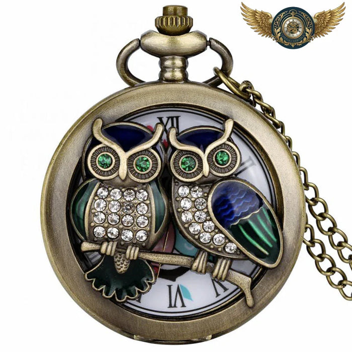 Le Mystère de Minerve - Montre à Gousset Bronze Chasseur Chouette - Hibou 80cm - Gousset-heritage