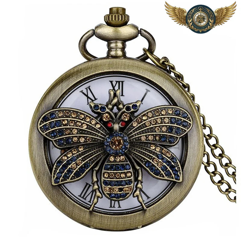 Le Mystère de Minerve - Montre à Gousset Bronze Chasseur Chouette - Abeille 80cm - Gousset-heritage