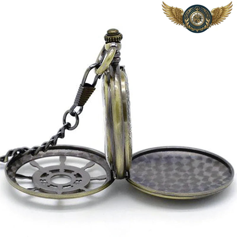 Le Navigateur | Montre Gousset Double Chasseur Squelette Bronze - Vue 3 - Gousset-heritage