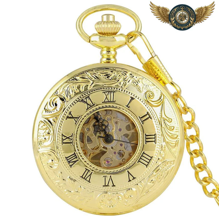 Le Néo-Classique - Montre Gousset Squelette Or Gravé - Vue 1 - Gousset-heritage