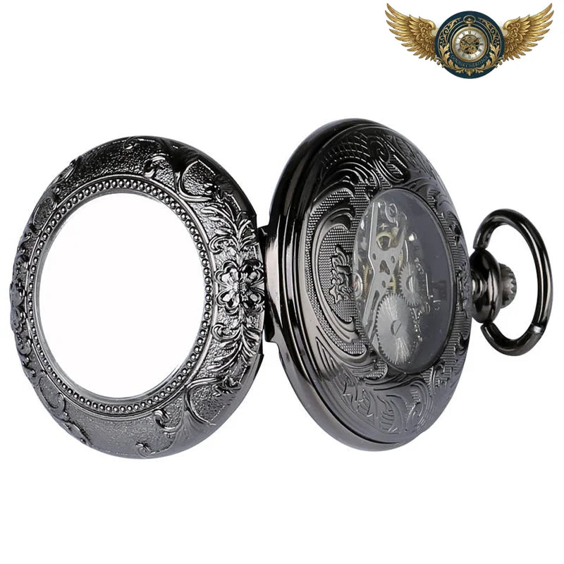 Le Nocturne - Montre Gousset Demi-Chasseur Mécanique Noire - Vue 4 - Gousset-heritage