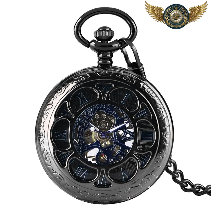 Le Nocturne - Montre Gousset Mécanique Squelette Ajouré - Noir - Gousset-heritage