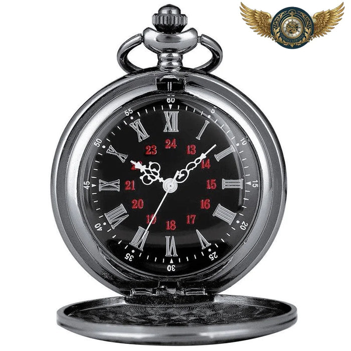 Le Nocturne - Montre Gousset Noir Chasseur Quartz 24H - Vue 1 - Gousset-heritage
