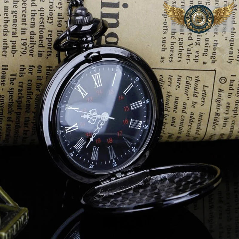 Le Nocturne - Montre Gousset Noir Chasseur Quartz 24H - Vue 6 - Gousset-heritage