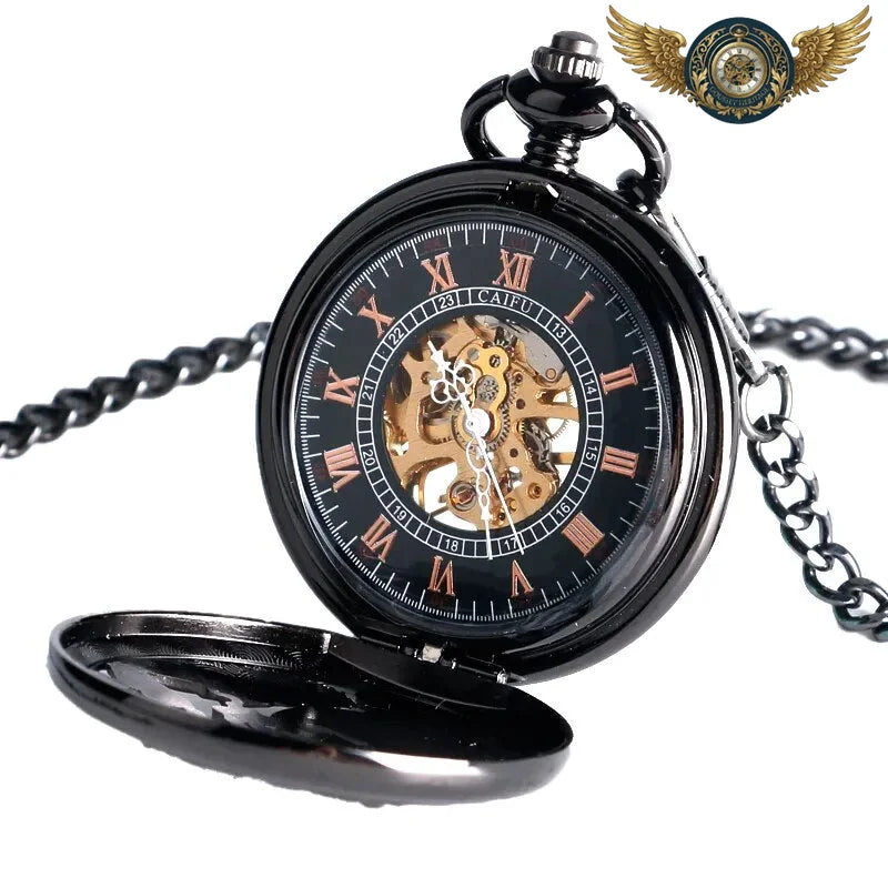 Le Nocturne Gravé - Gousset Squelette Acier PVD Anthracite