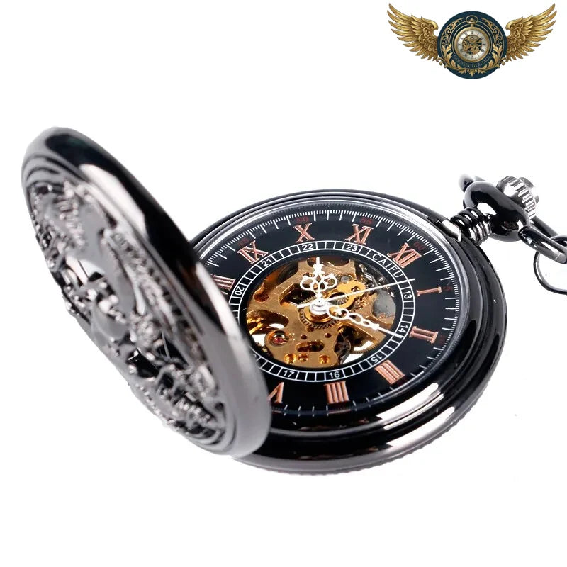 Le Nocturne Gravé - Gousset Squelette Acier PVD Anthracite - Vue 3 - Gousset-heritage