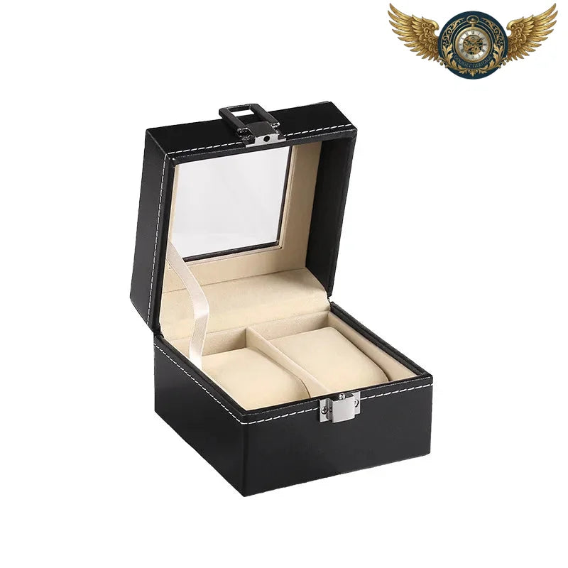 Le Nomade Duo - Coffret de Voyage Simili Cuir Noir 2 Montres - Beige 2 Slots - Gousset-heritage