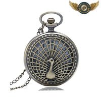 Le Paon d'Ornement - Montre Sautoir Chasseur Quartz Bronze - Gousset-heritage