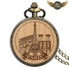 Le Parisien - Montre Gousset Chasseur Bronze et Bois Gravé - 80cm - Gousset-heritage
