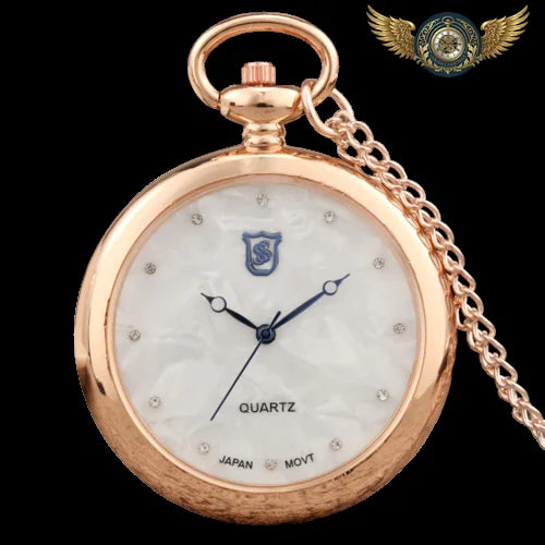 Le Pendentif Esthète | Montre Gousset Quartz & Cadran Nacré Chic - Or Rose - Gousset-heritage