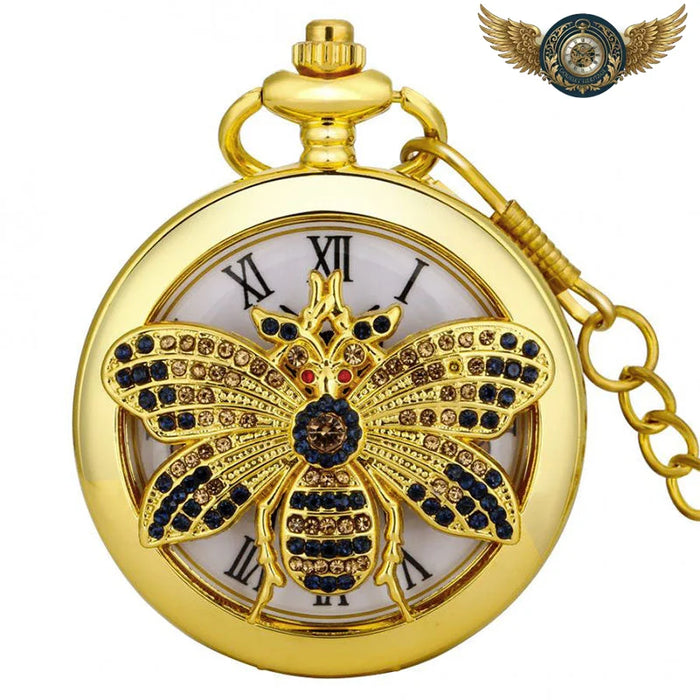 Le Scarabée d'Or - Montre Gousset Chasseur à Cristaux Quartz - Papillon 80cm - Gousset-heritage