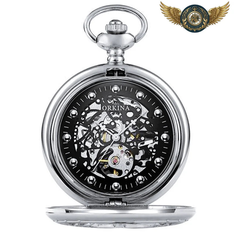 Le Spectacle Mécanique - Montre de Poche Squelette Chasseur Transparent - Argent - Gousset-heritage