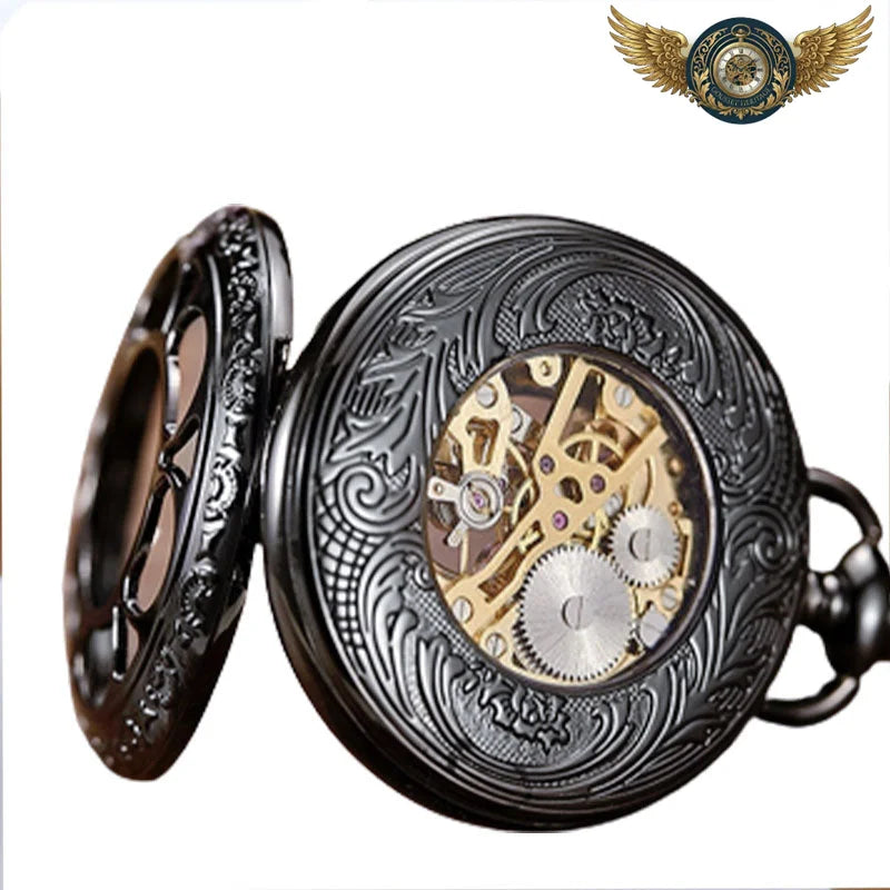 Le Squelette Dandy - Montre Gousset Demi-Chasseur Noire Gravée - Vue 3 - Gousset-heritage