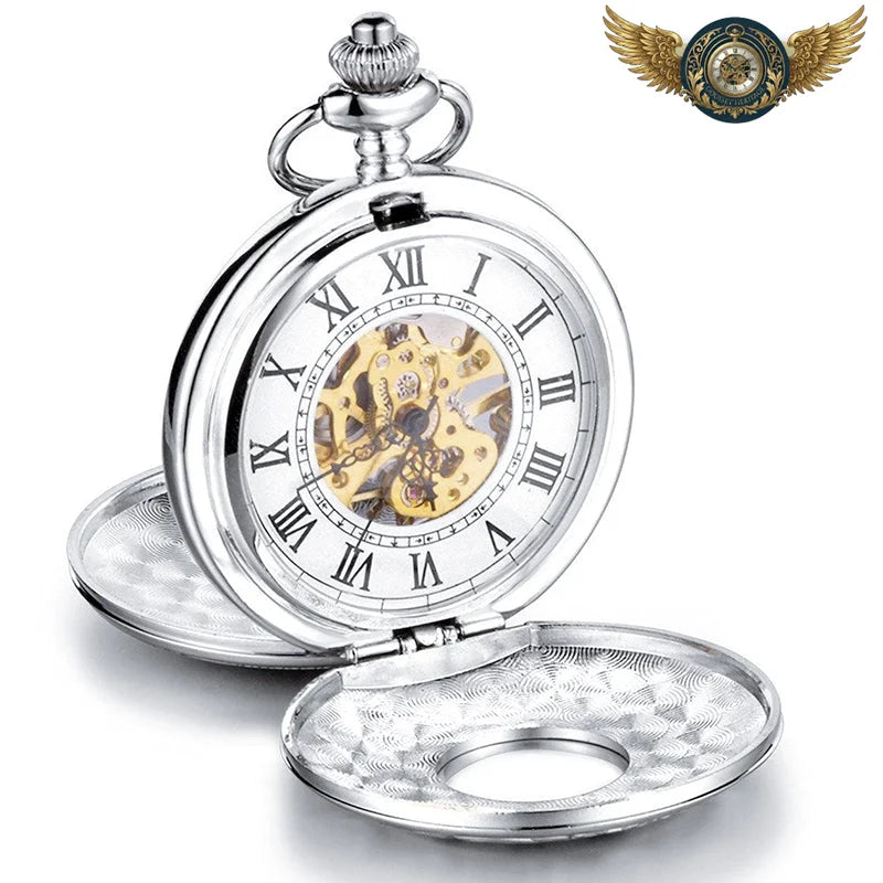 Le Squelette Dandy - Montre de Poche Double Demi Chasseur Mécanique