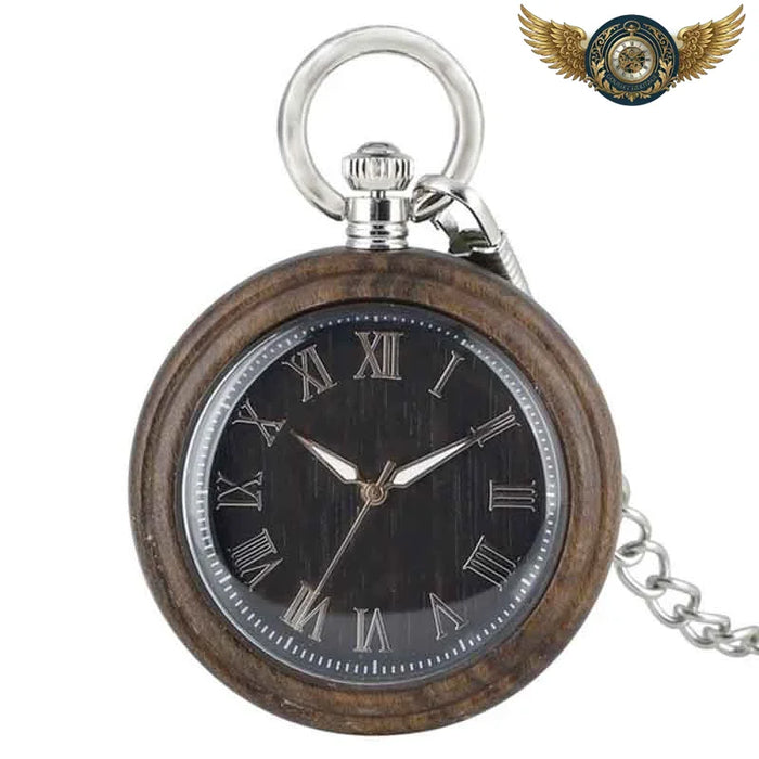 Le Sylvestre - Montre de Poche Bi-Matière Bois Sombre Quartz - Vue 1 - Gousset-heritage
