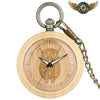 Le Sylvestre - Montre de Poche en Bois Clair Gravure Hibou - Vue 1 - Gousset-heritage