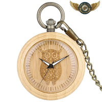 Le Sylvestre - Montre de Poche en Bois Clair Gravure Hibou - Gousset-heritage