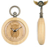Le Sylvestre - Montre de Poche en Bois Clair Gravure Hibou - Vue 3 - Gousset-heritage