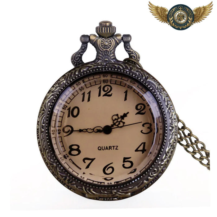 Le Talisman - Montre Pendentif Gravée Bronze Vieilli - Vue 1 - Gousset-heritage