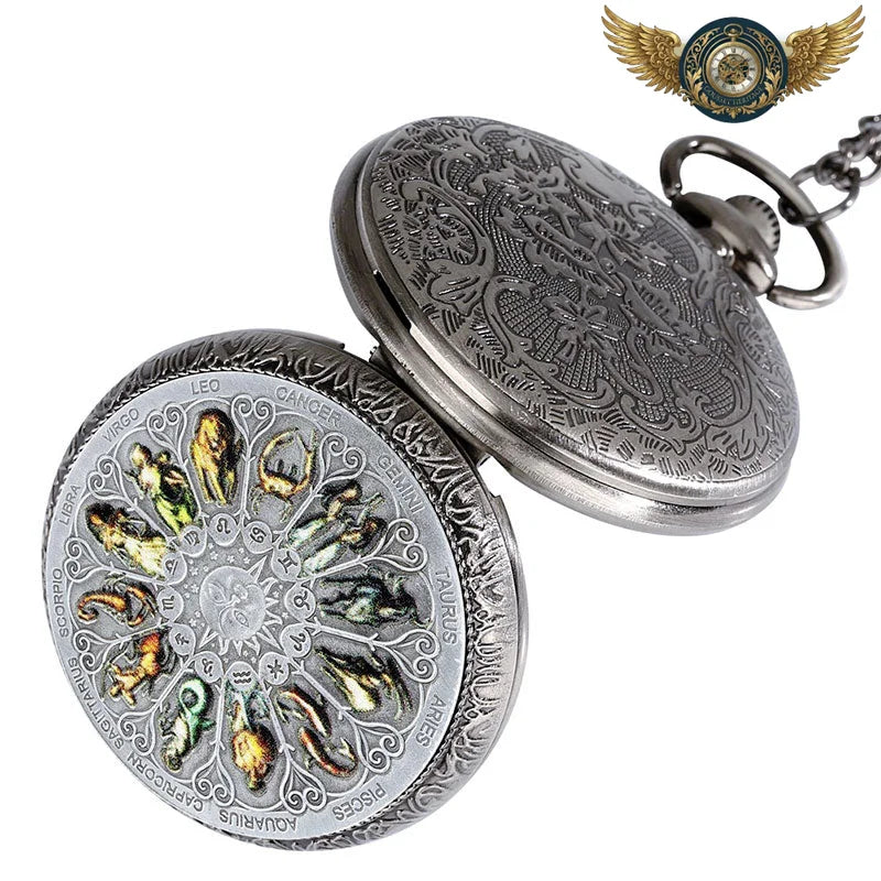 Le Talisman Astral - Montre Gousset Zodiaque Chasseur Gunmetal - Vue 4 - Gousset-heritage
