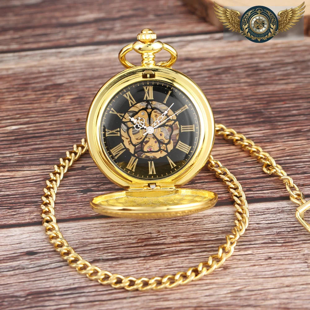 Le Victorien - Montre Gousset Mécanique Squelette Chasseur Or - Vue 2 - Gousset-heritage