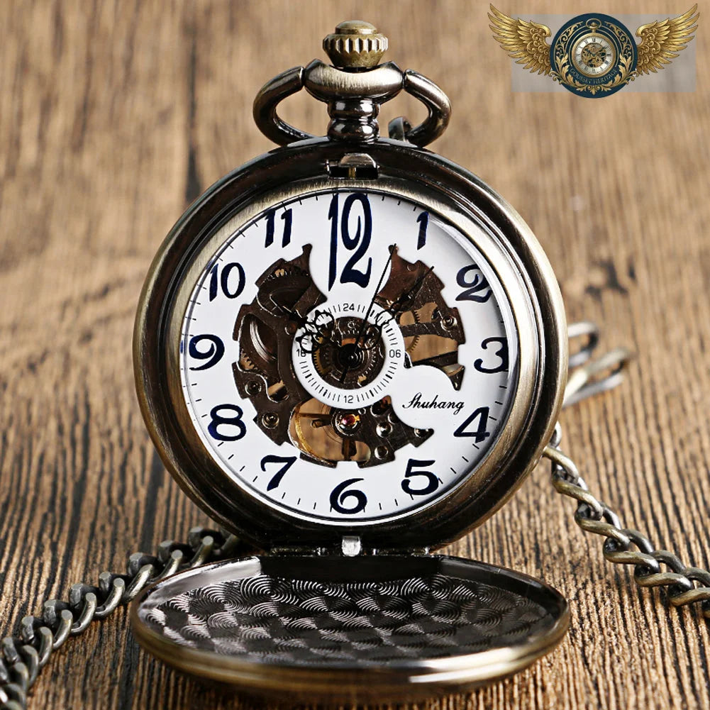 Le Victorien - Montre Gousset Mécanique Squelette Chasseur Or - Vue 9 - Gousset-heritage