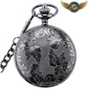 Le Victorien Sombre – Montre Gousset Double Chasseur Mécanique Noire - Chaine collier (80 cm) - Gousset-heritage