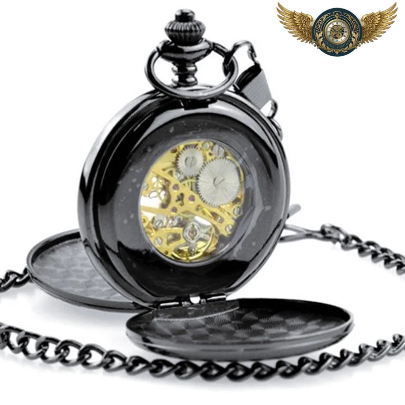 Le Victorien Sombre – Montre Gousset Double Chasseur Mécanique Noire - Vue 3 - Gousset-heritage