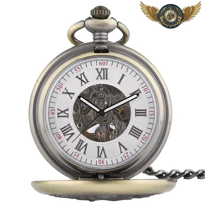 Le Voluptueux - Montre Gousset Automatique Chasseur Bronze Gravé - Vue 2 - Gousset-heritage