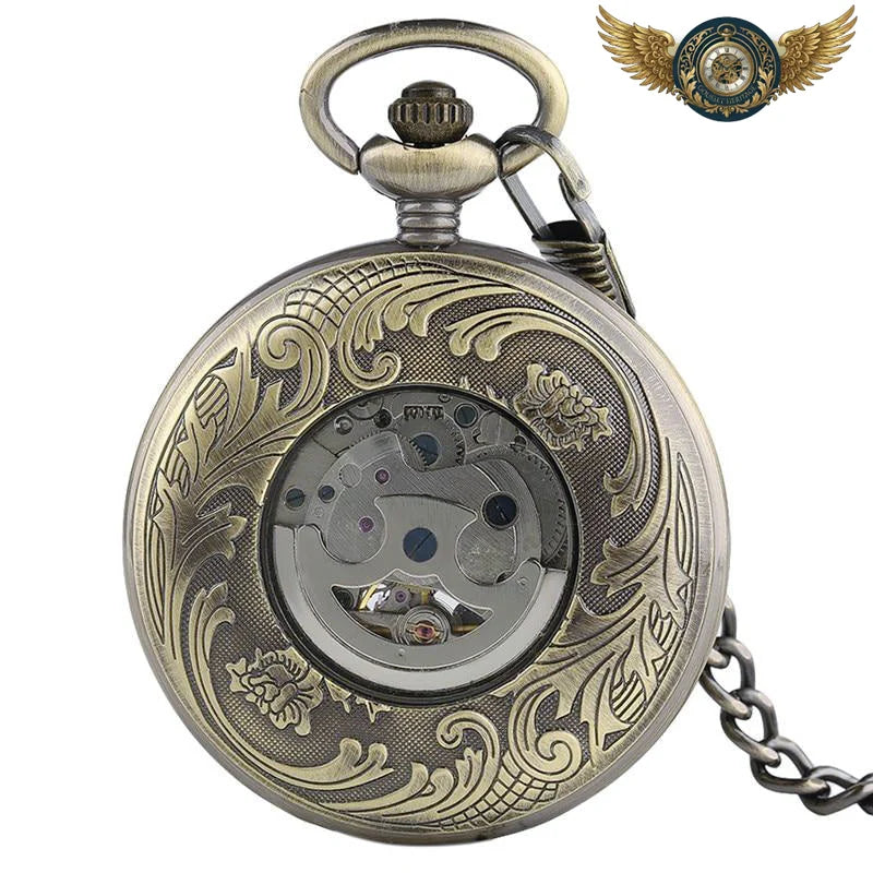 Le Voluptueux - Montre Gousset Automatique Chasseur Bronze Gravé - Vue 4 - Gousset-heritage